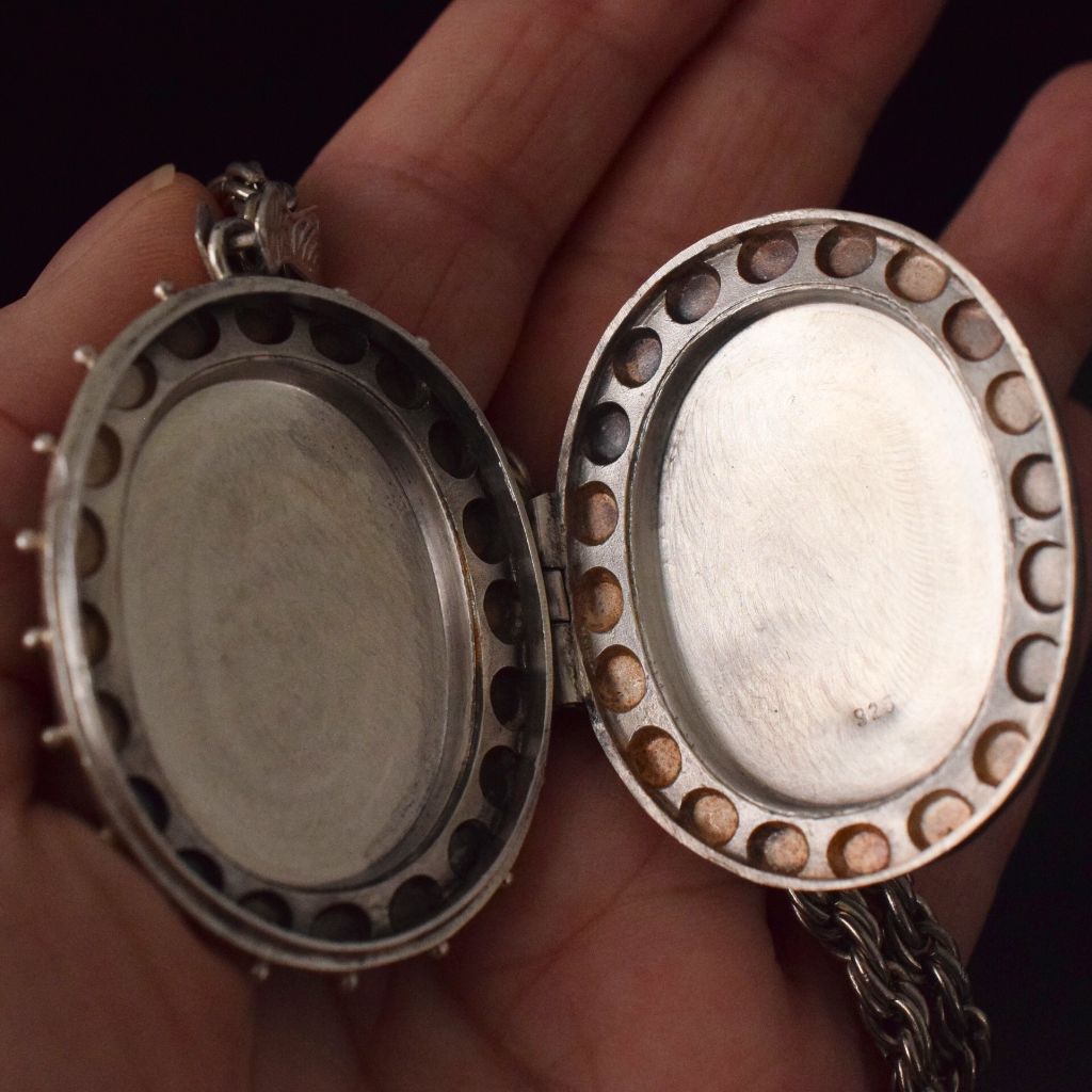 Large Antique Victorian Aesthetic Period Silver Locket Circa 1898