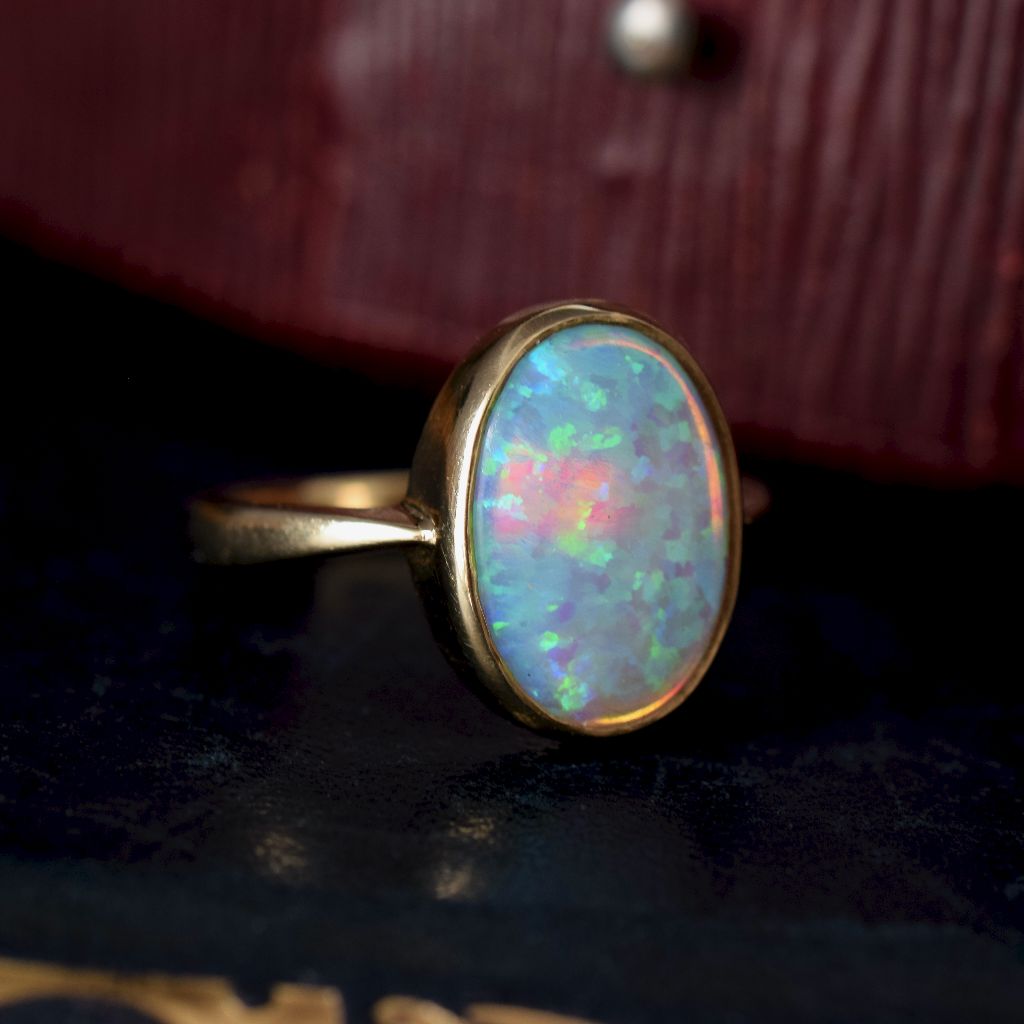 Modern 9ct Yellow Gold ‘Cultured’ Opal Ring 5.50ct