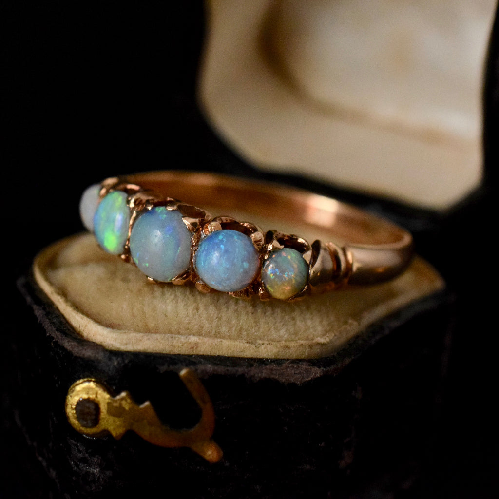 Antique Early Australian Opal Half-Hoop 15ct Gold Ring Circa 1905 by ‘A.Macrow’