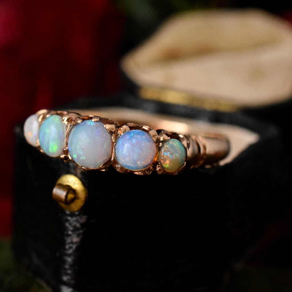 Antique Early Australian Opal Half-Hoop 15ct Gold Ring Circa 1905 by ‘A.Macrow’