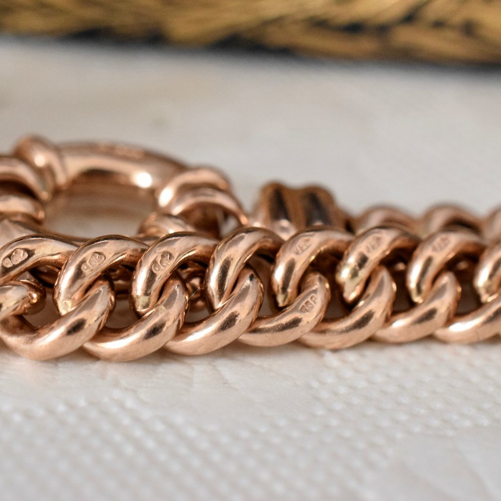 Modern 9ct Rose Gold Hollow Curblink Bracelet