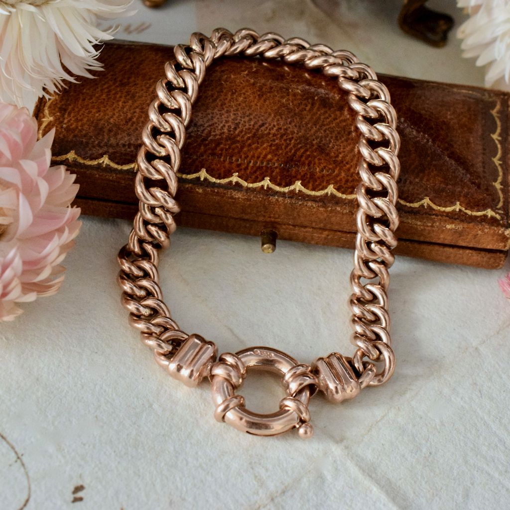 Modern 9ct Rose Gold Hollow Curblink Bracelet