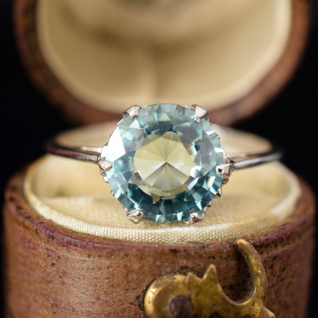 Antique Art Deco Aquamarine And Platinum Ring