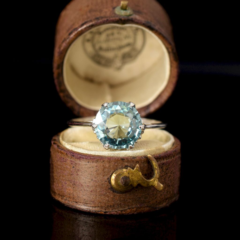 Antique Art Deco Aquamarine And Platinum Ring