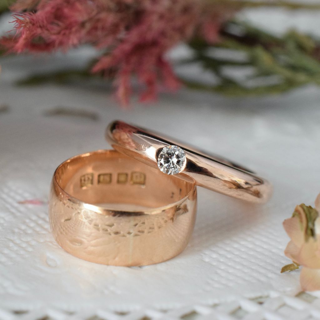 Gorgeous Heavy 9ct Rose Gold Diamond ‘Tubular’ Ring 8.3 Grams