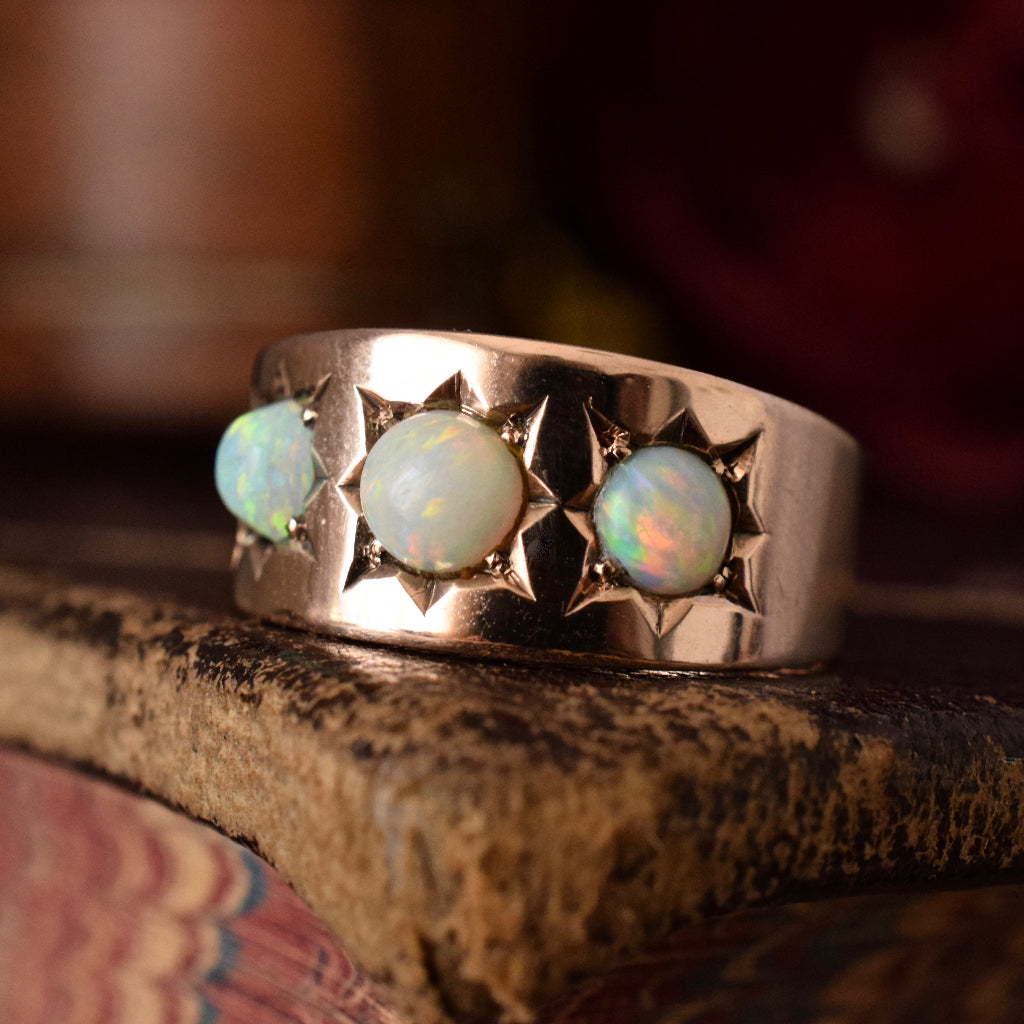 Antique 9ct Rose Gold Opal Ring by Larard Bros Circa 1912