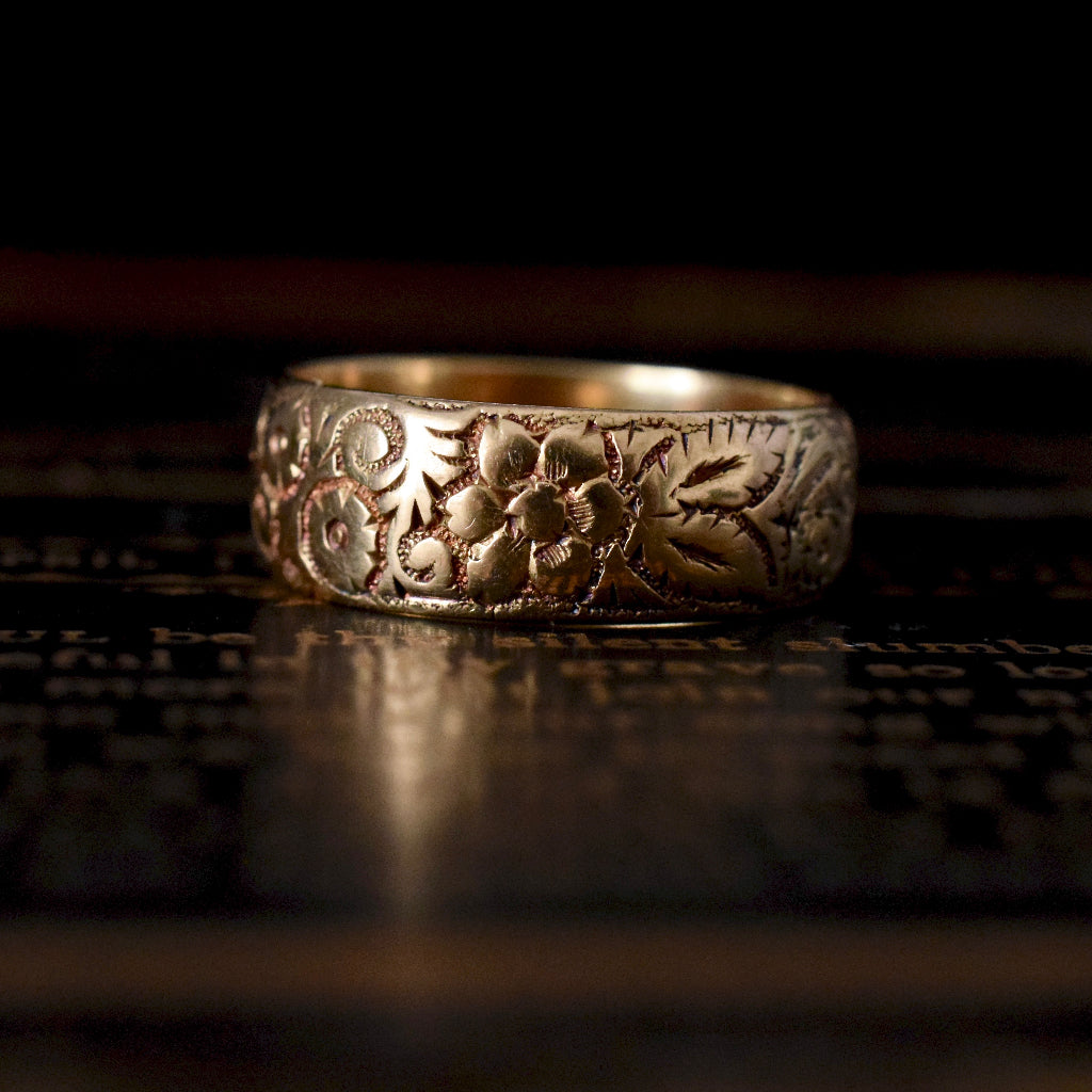 Antique 18ct Yellow Gold 1901 Floral Ring Assayed in Chester