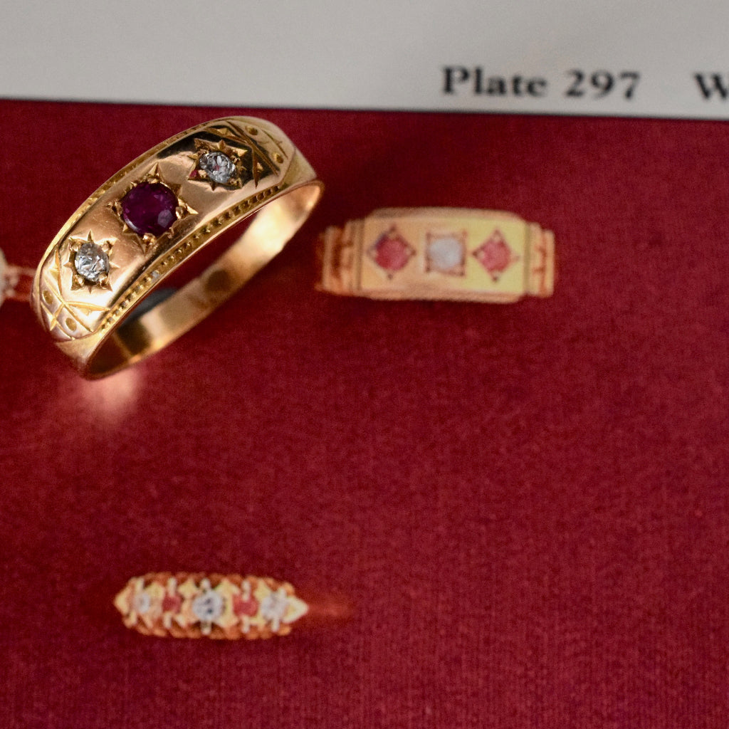 Antique 18ct Yellow Gold Ruby Diamond Ring by Wendt Circa 1900