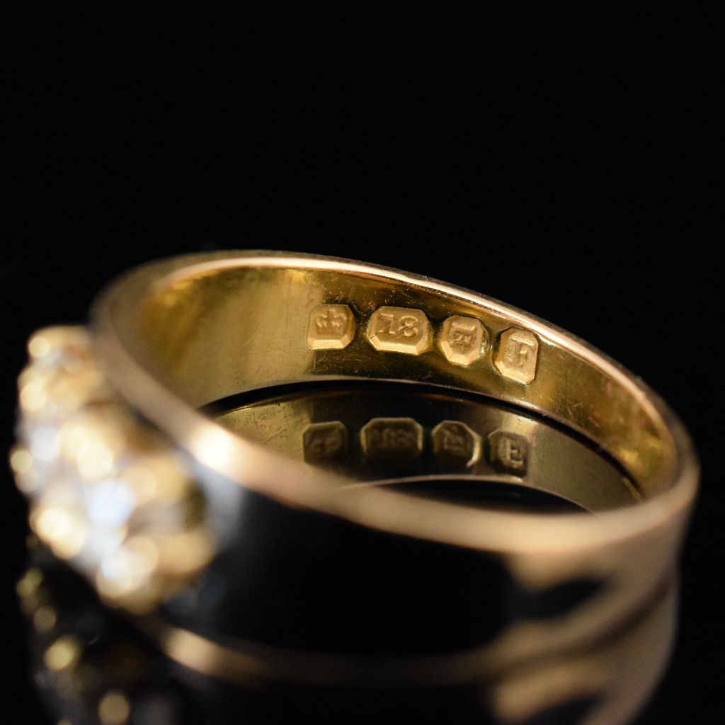 Antique Victorian 18ct Gold Diamond Enamel Ring 1881