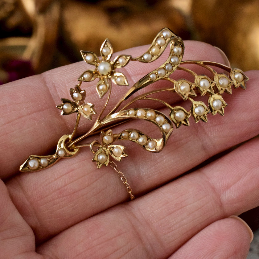 Antique 15ct Gold ‘Lily of the Valley’ Brooch ‘Willis & Sons’ Circa 1895