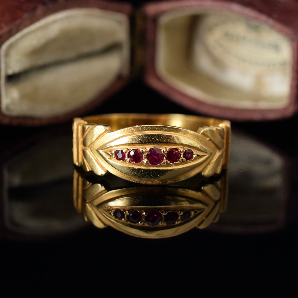 Antique Victorian Australian 15ct Gold Ruby Ring By Aronson & Co.
