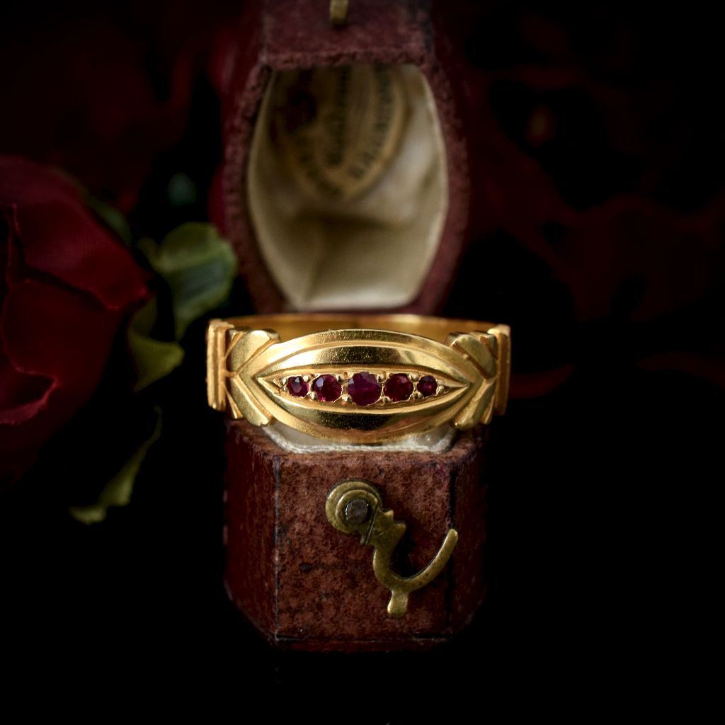 Antique Victorian Australian 15ct Gold Ruby Ring By Aronson & Co.