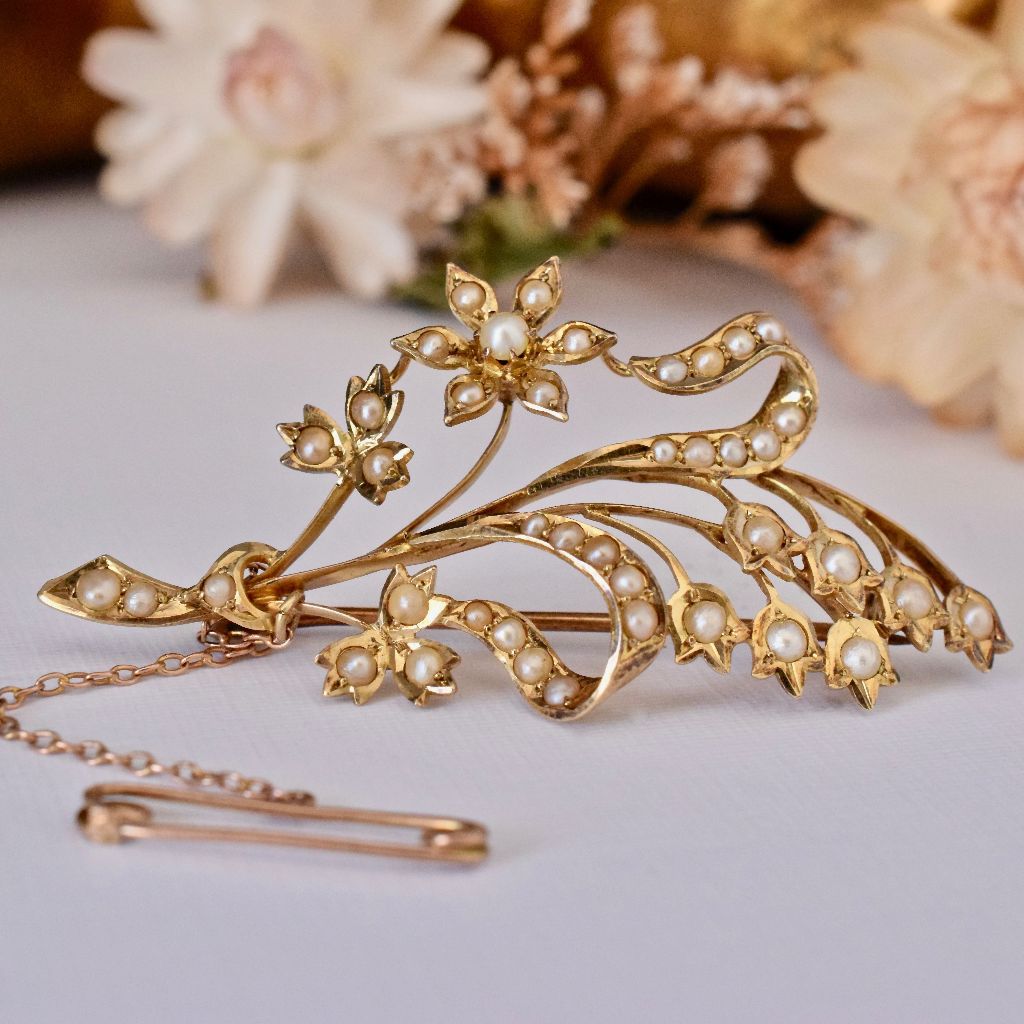 Antique 15ct Gold ‘Lily of the Valley’ Brooch ‘Willis & Sons’ Circa 1895