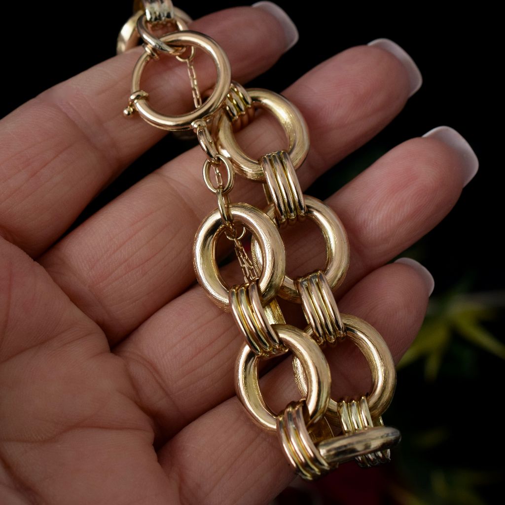 Stunning 14ct Yellow Gold Oval Textured Link Bracelet 26.8 grams