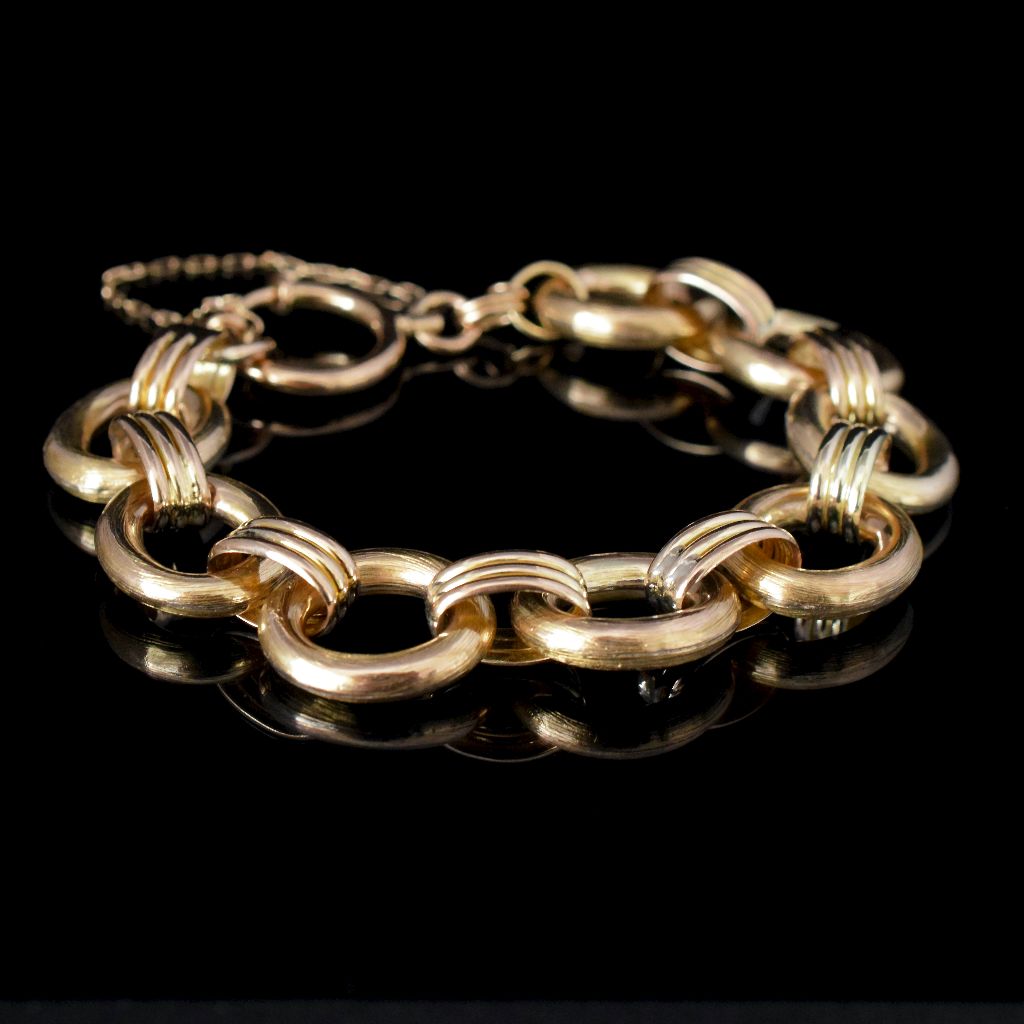 Stunning 14ct Yellow Gold Oval Textured Link Bracelet 26.8 grams