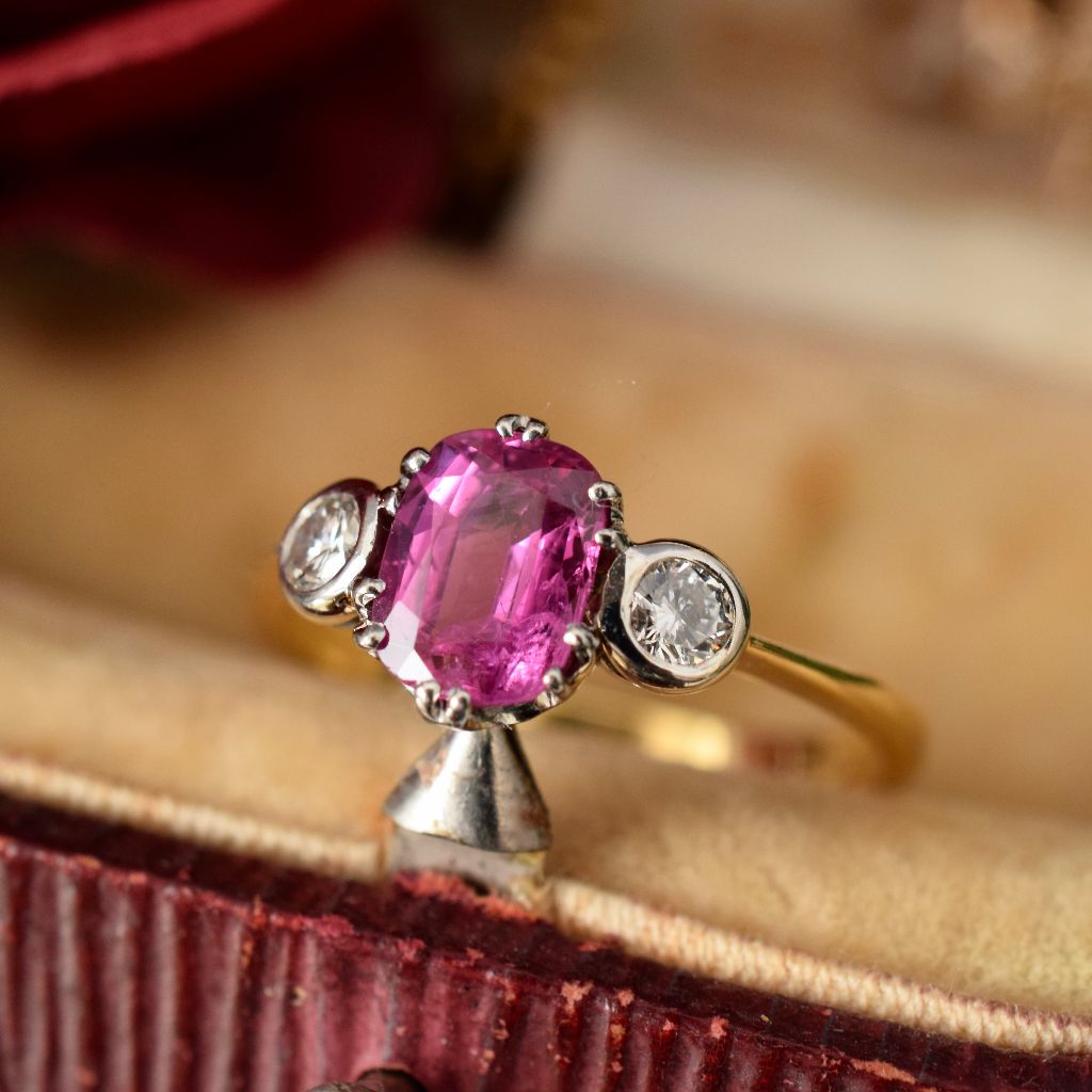 18ct Yellow Gold Natural Ruby And Diamond ‘Trilogy’ Ring