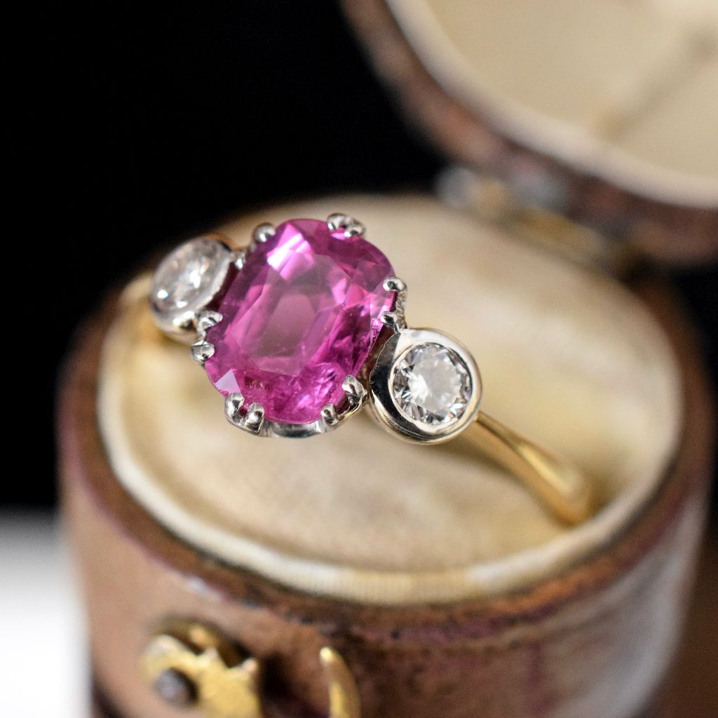18ct Yellow Gold Natural Ruby And Diamond ‘Trilogy’ Ring