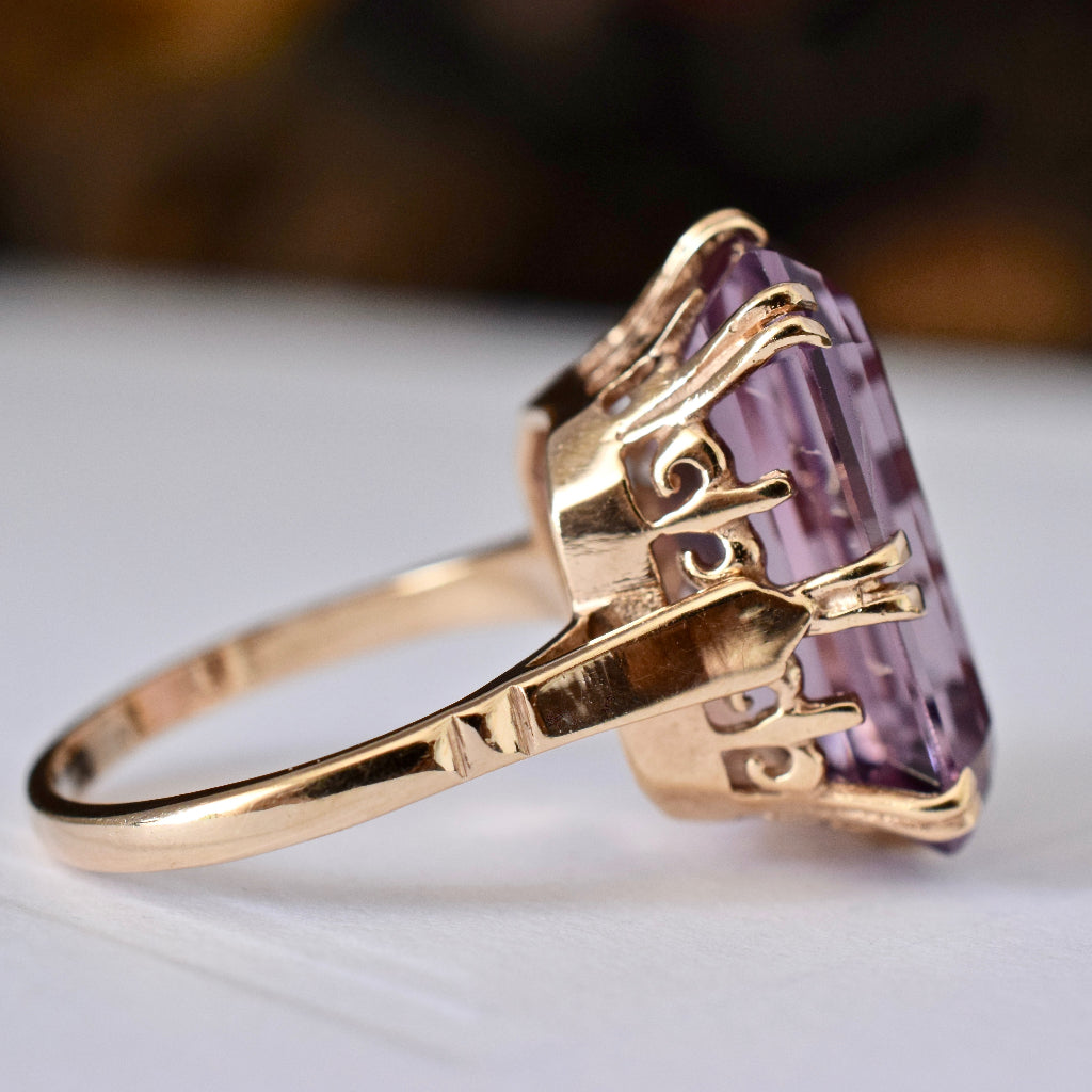 Stunningly Large Vintage Amethyst 9ct Yellow Gold Ring