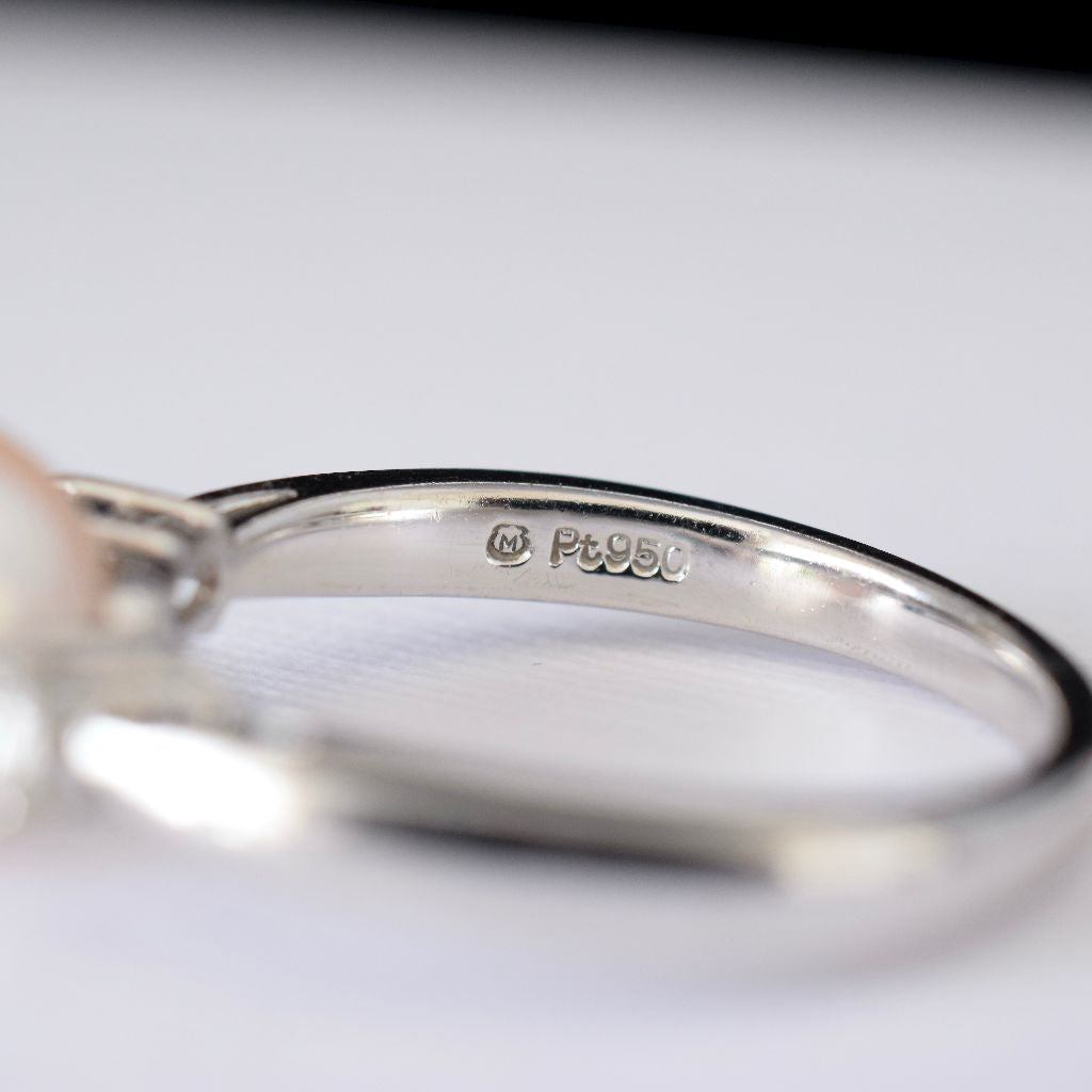 Mikimoto Platinum Akoya Pearl And Diamond Ring