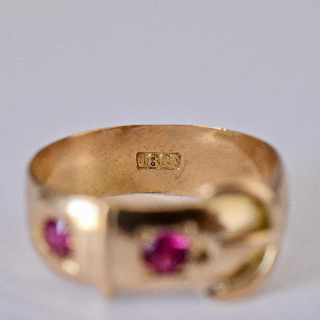Antique 18ct Yellow Gold Buckle Ring circa 1910