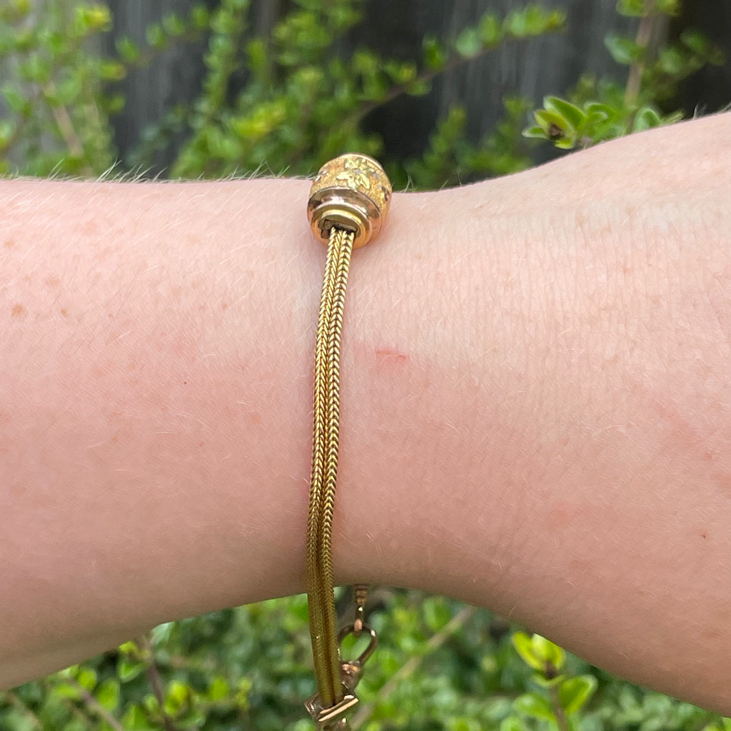 Antique Victorian 9ct Gold (And Rolled Gold) Albertina Bracelet Circa 1880