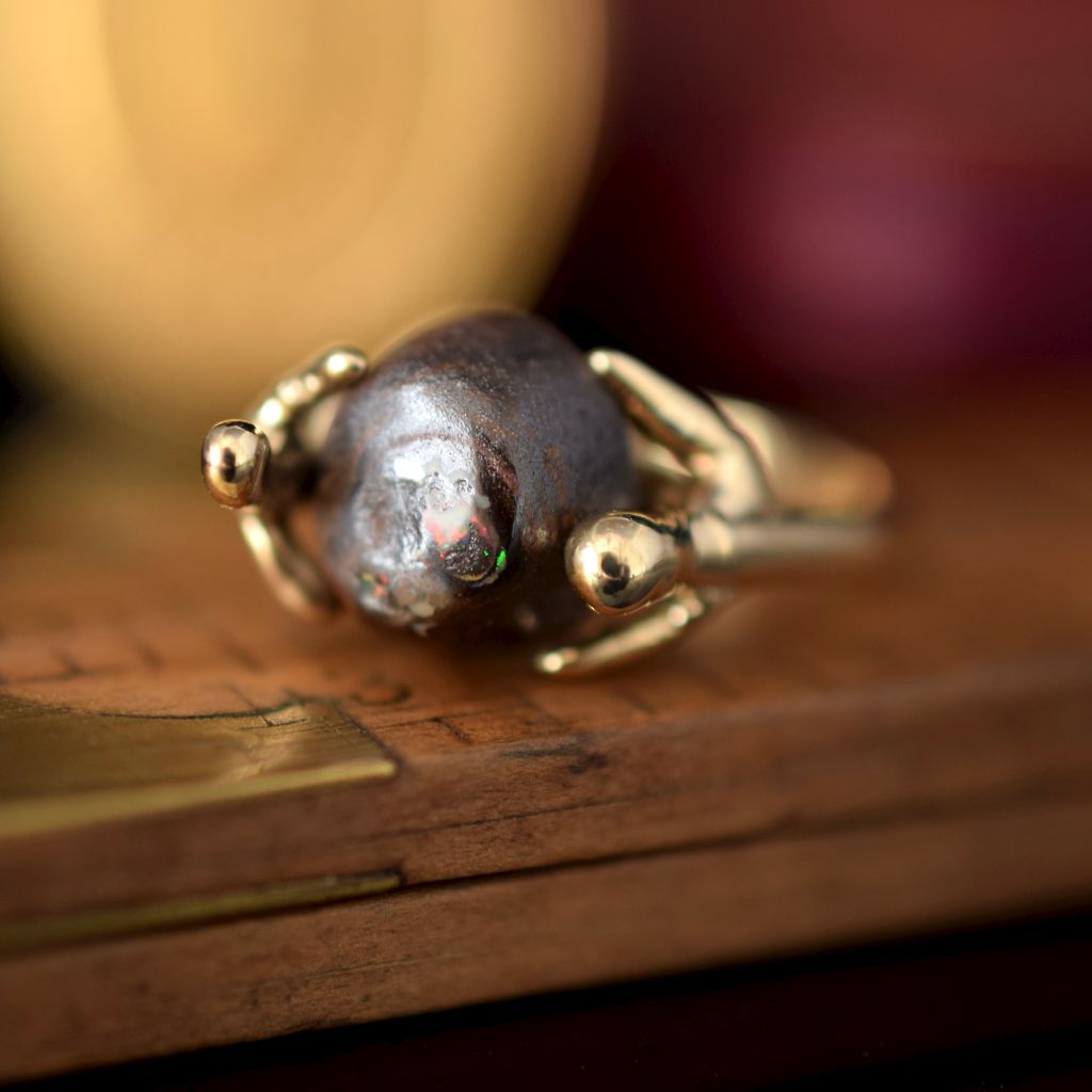 Artisan Handcrafted 9ct Boulder Opal Figural Ring