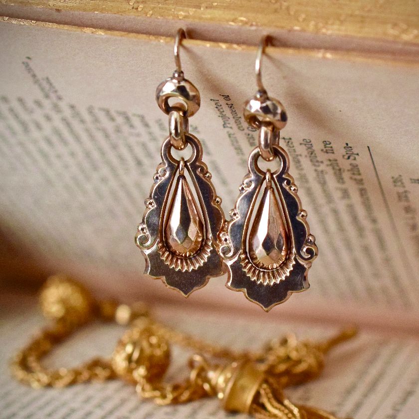 Antique Late Victorian Gold Cased Earrings