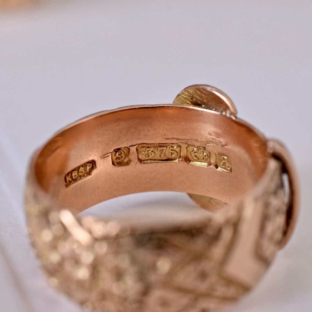 Antique Victorian 9ct Rose Gold Buckle Wedding Ring Birmingham 1900