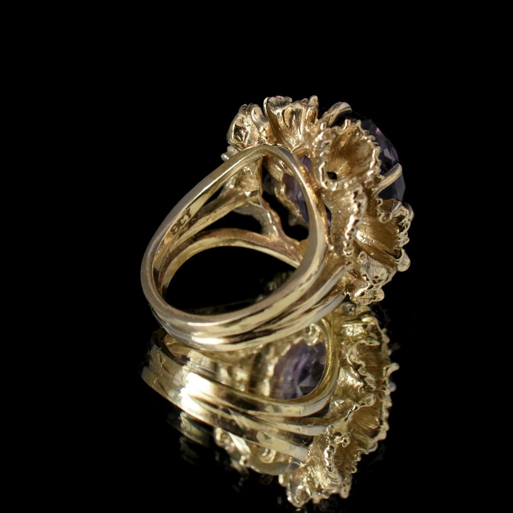 Modern 9ct Yellow Gold Amethyst Ring 15.03 Grams