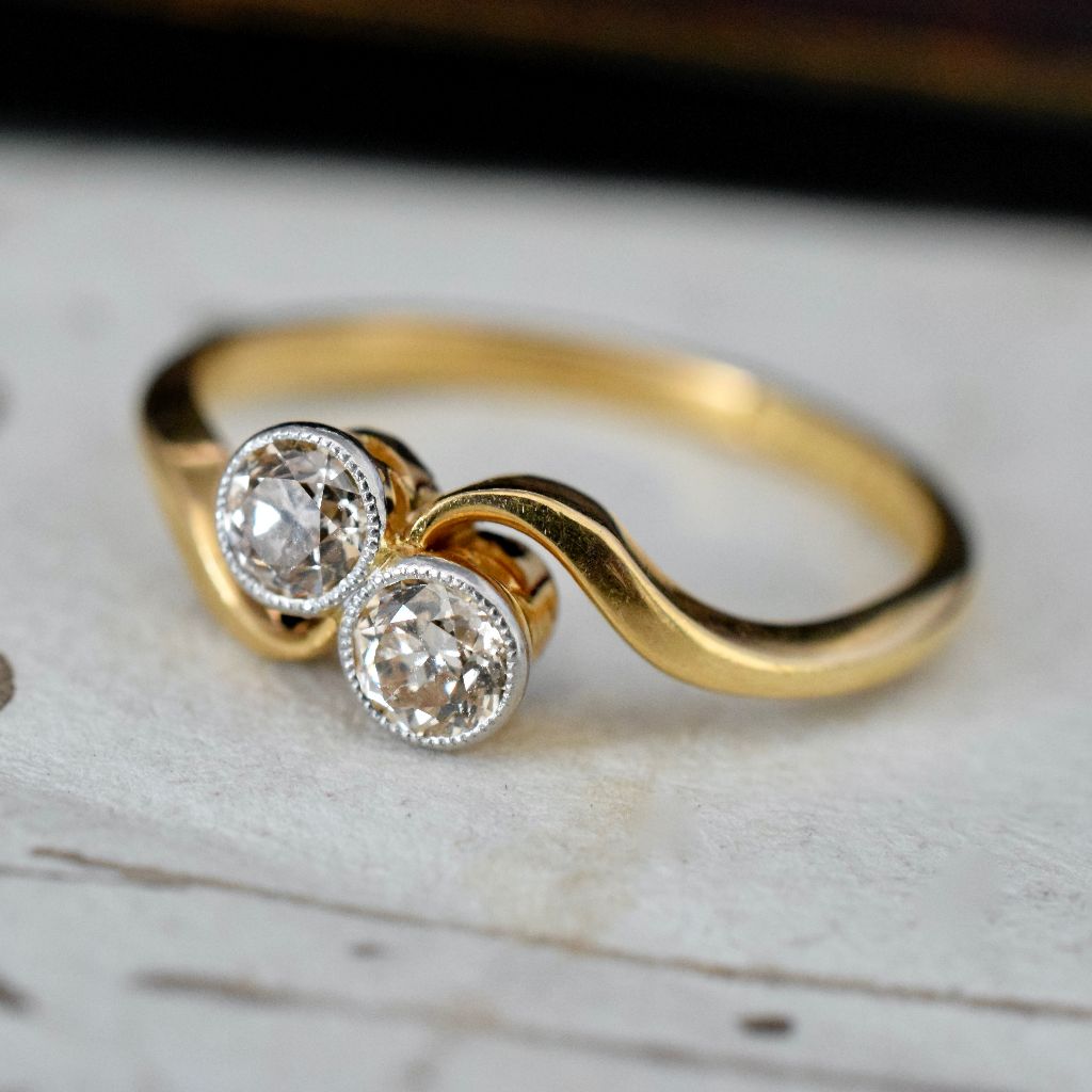 Antique Art Deco 18ct And Platinum Diamond ‘Toi et Moi’ Ring Circa 1905