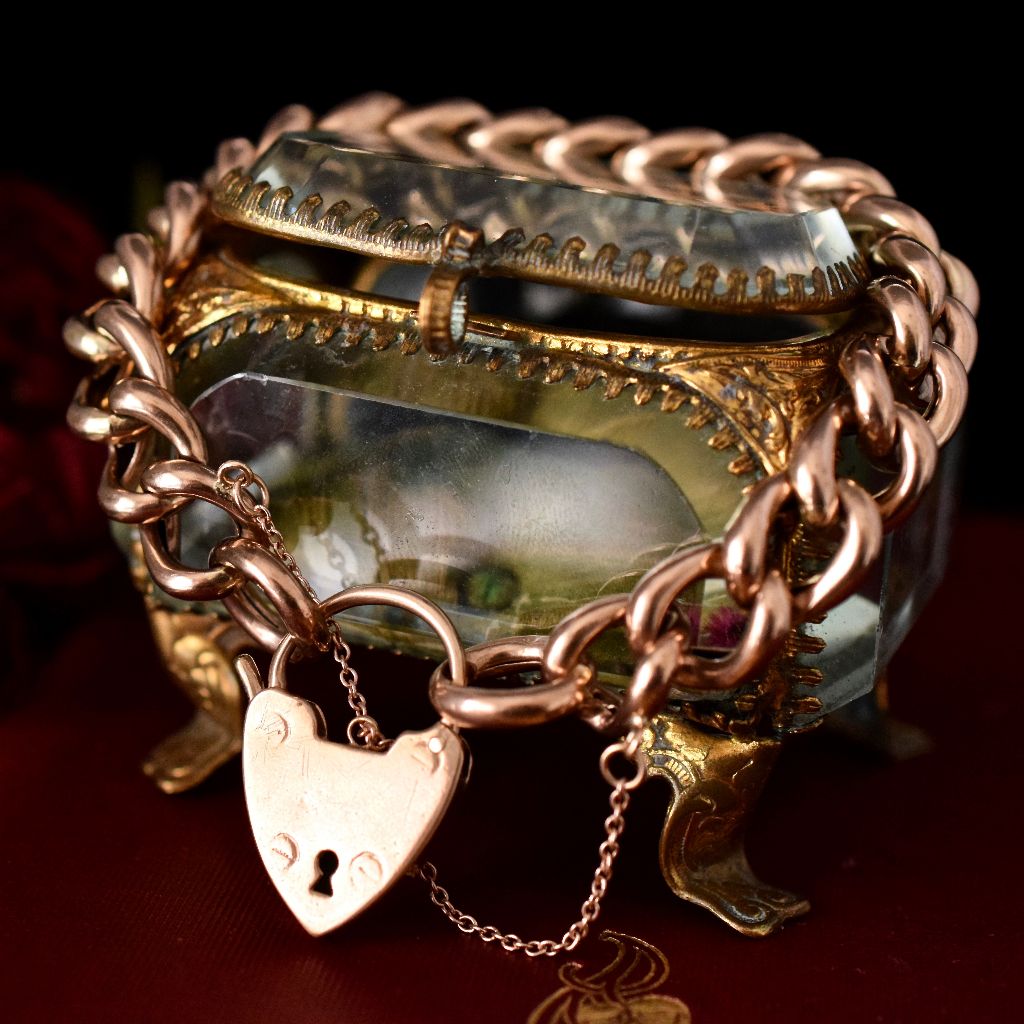 Antique Edwardian Heavy 9ct Rose Gold Curb Link Bracelet 39.98 Grams Circa 1900