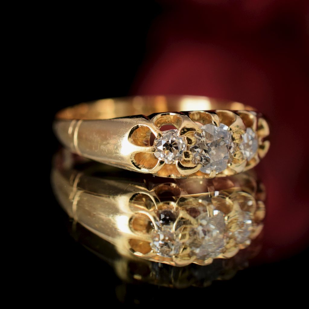 Antique Edwardian 18ct Gold Old European Cut Diamond Ring