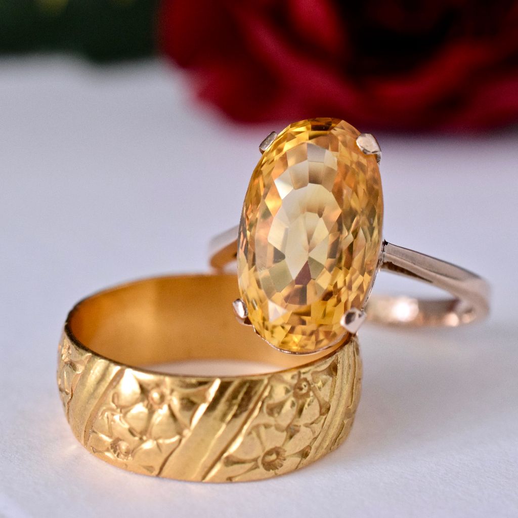 Vintage 9ct Rose Gold Oval Faceted Citrine Ring