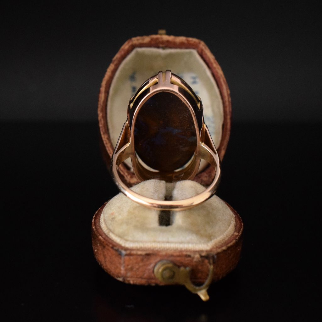 Vintage 9ct Gold large Natural Australian Boulder Opal Ring