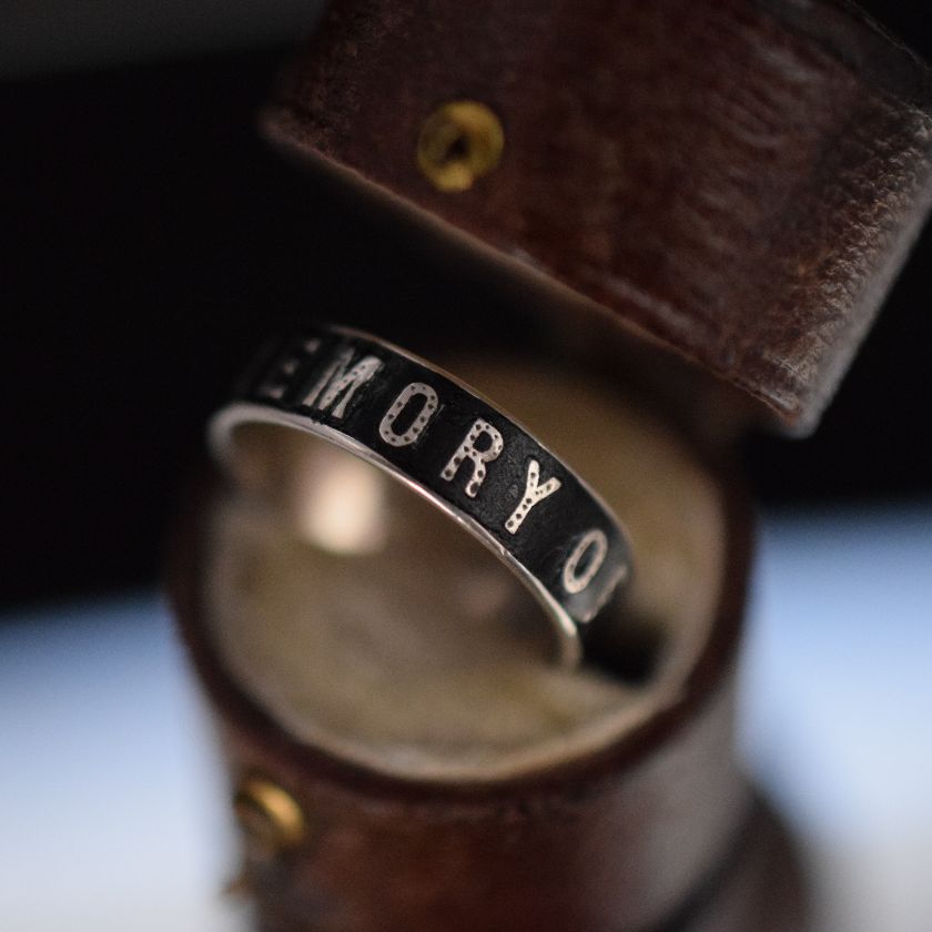 Antique Silver French Enamel ‘Memory’ Mourning Ring Circa 1890