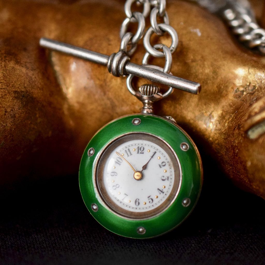 Antique Sterling Silver Watch Chain circa 1897 / Silver And Seed Pearl Pocket Watch circa 1900