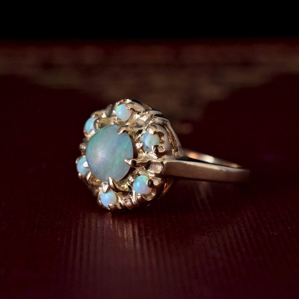 Vintage Jelly Opal Cluster 10k Yellow Gold