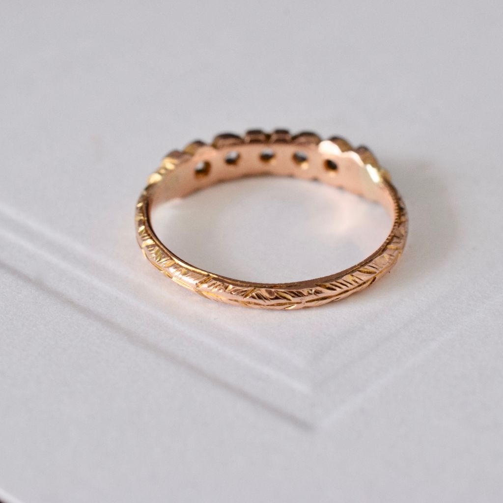 Antique/Vintage 9ct Rose Gold Half Hoop Spinel Eternity Ring