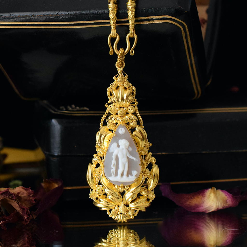 Antique Mid-Victorian 21ct Yellow Gold And Cameo Pendant Circa 1860