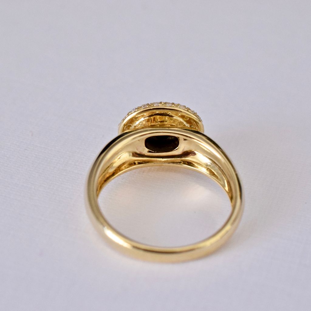 9ct Yellow Gold Australian Dark Blue Sapphire Diamond Ring