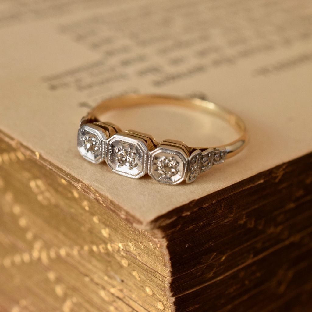 Antique/Vintage 18ct Gold Art Deco Trilogy Diamond Ring