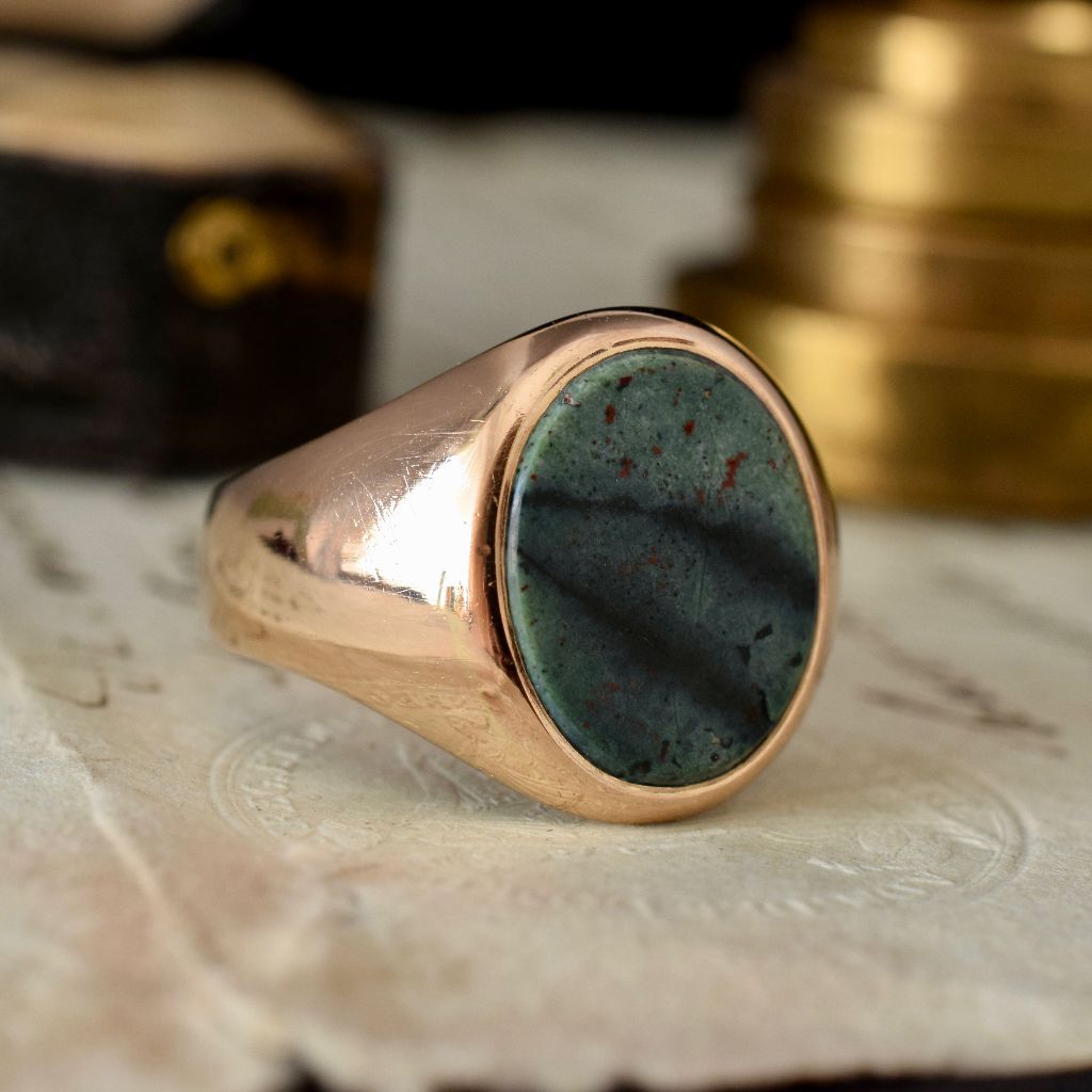 Antique Early Australian 15ct Rose Gold Bloodstone Ring by A.Benjamin and Sons Circa 1900