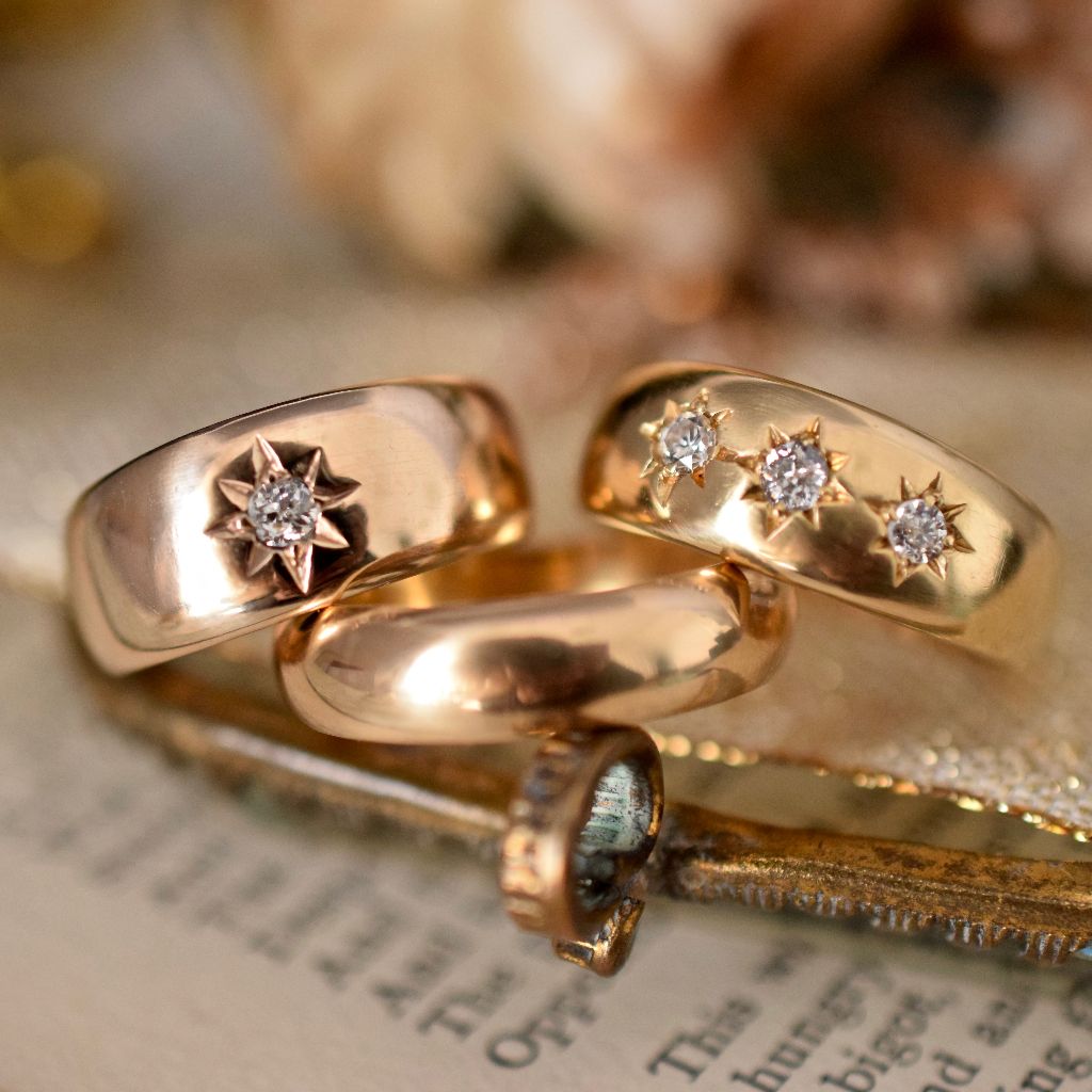 Antique Early Australian 18ct Rose Gold Diamond ‘Gypsy’ Ring