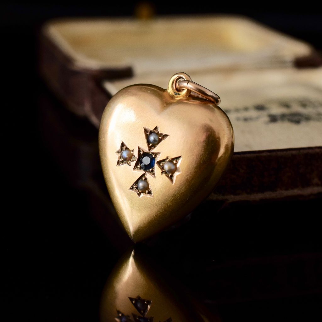 Antique 9ct Yellow Gold Heart Pendant by Willis and Sons Circa 1900