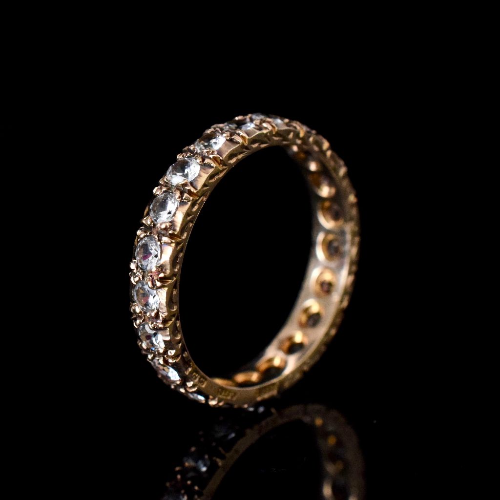 Vintage 9ct Yellow Gold White Sapphire Full Hoop Eternity Ring 1962