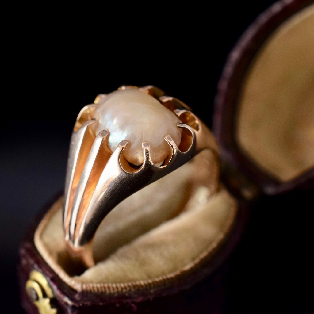 Antique 9ct Natural Pearl Ring by Carl Moller circa 1890’s