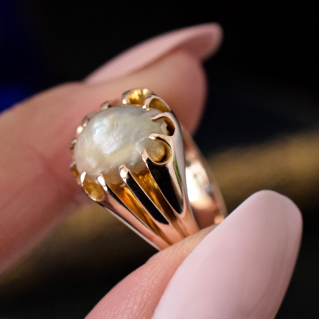Antique 9ct Natural Pearl Ring by Carl Moller circa 1890’s
