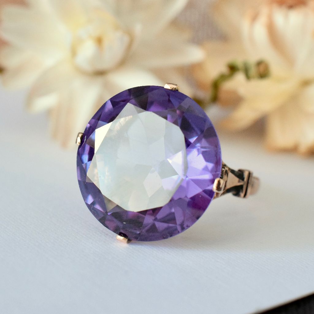 Art Deco 8.90 Carat Natural Colour-Change Sapphire & Diamond Ring, circa  1920 - Gatsby Jewellery