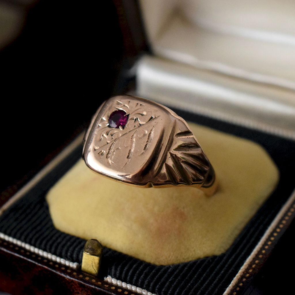 Charming 9ct Rose Gold Signet Ring Australian ‘Elite’ circa 1950