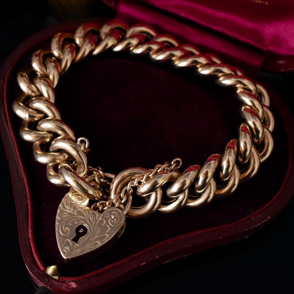 Vintage Heavy 9ct Yellow Gold 44.98 Grams Curb-link Bracelet